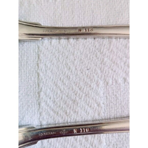 Gorham EP Silverplate Scalloped Serving Spoon Meat Fork Set N118 N119 10.25" Vtg - Picture 14 of 14